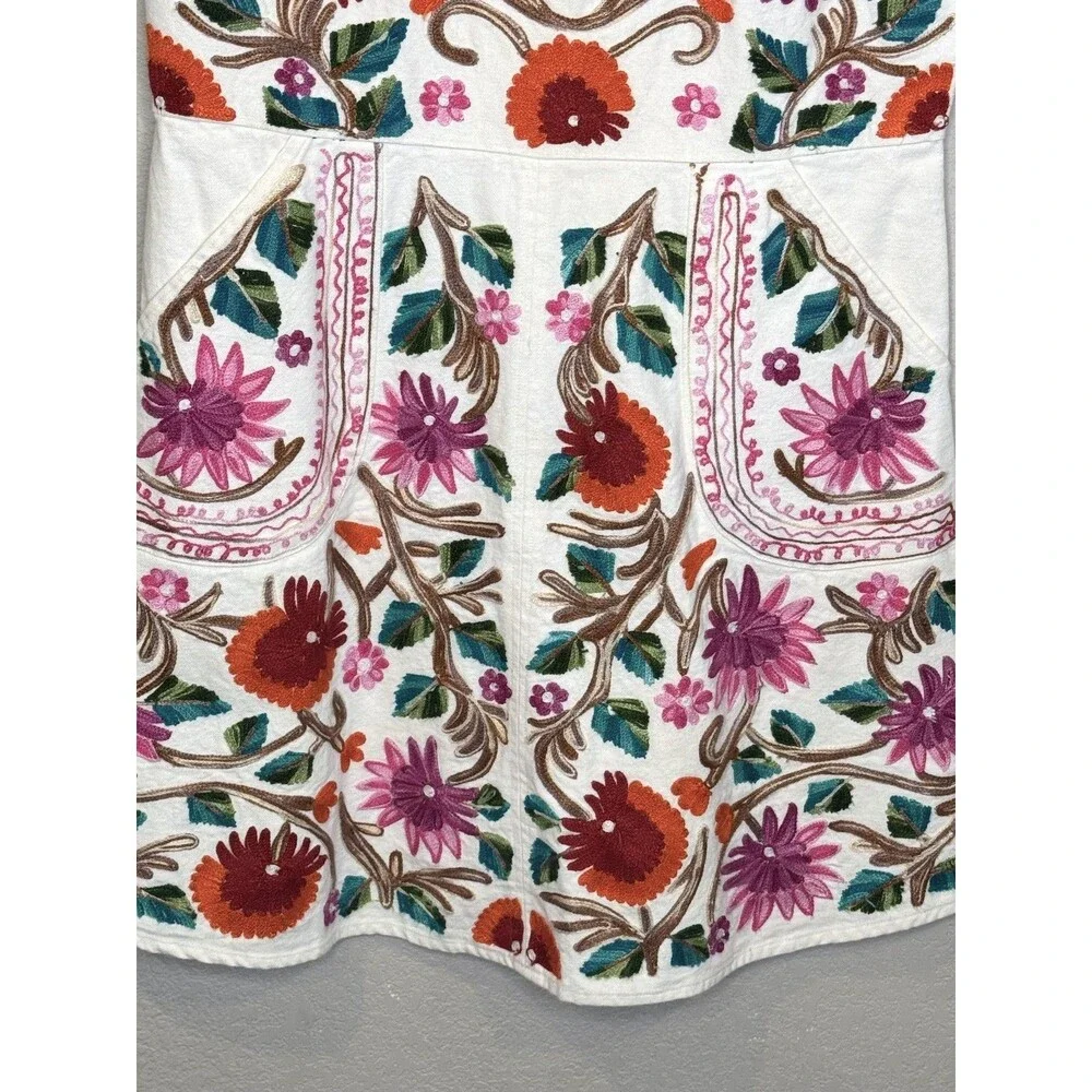 Roller Rabbit Dress Womens Small Multicolor Embroidered Floral Shift Boho